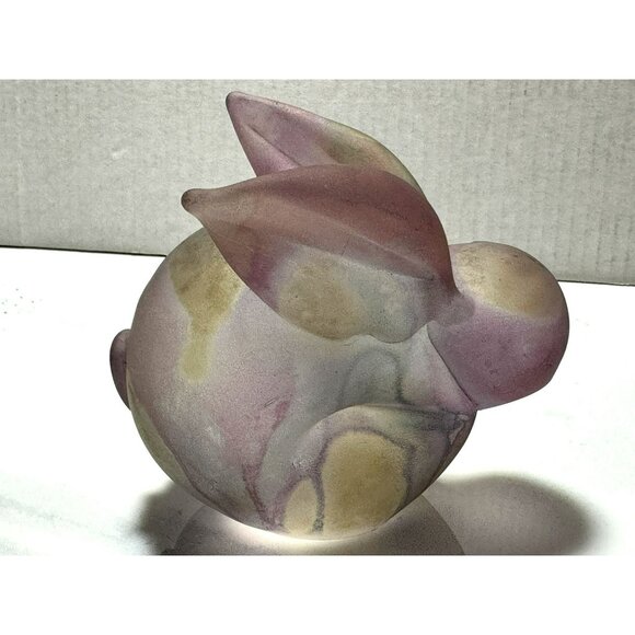 Vintage Handpainted Rueven Glass Sitting Rabbit Bunny Nouveau Art Glass Co USA - Picture 4 of 6